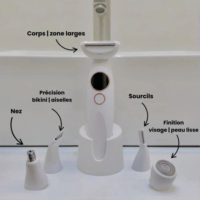 GlideSmooth 2.0 avec 5 têtes interchangeables et accessoires complets