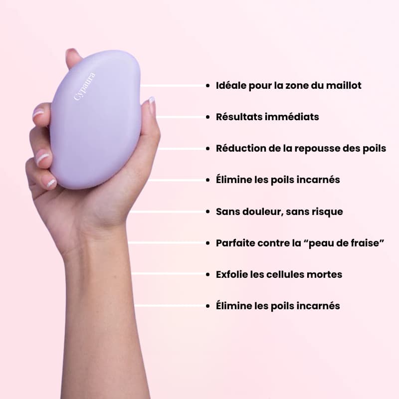 Gomme capillaire Cypaura en crystal avec infographie des 8 bienfaits